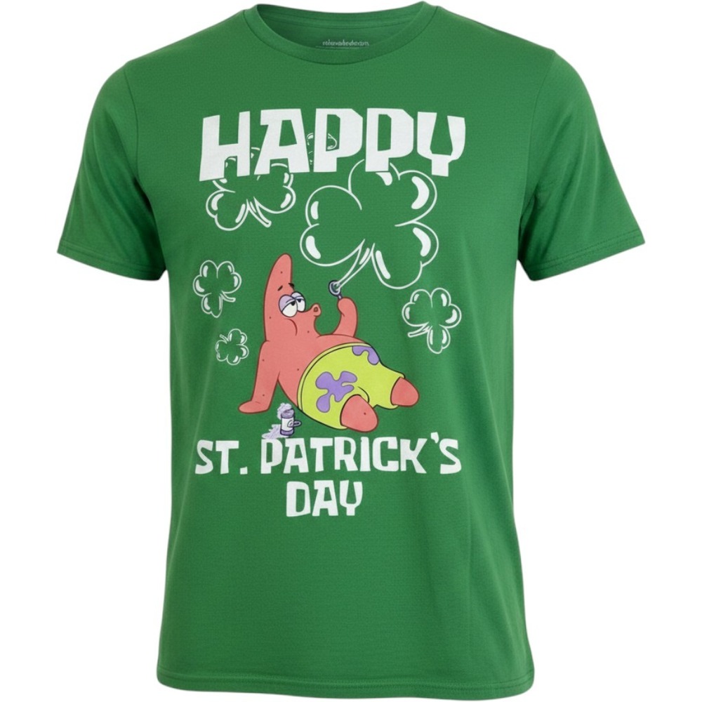 Nickelodeon Patrick Star St. Patricks Day Green Graphic T-Shirt Mens Large L